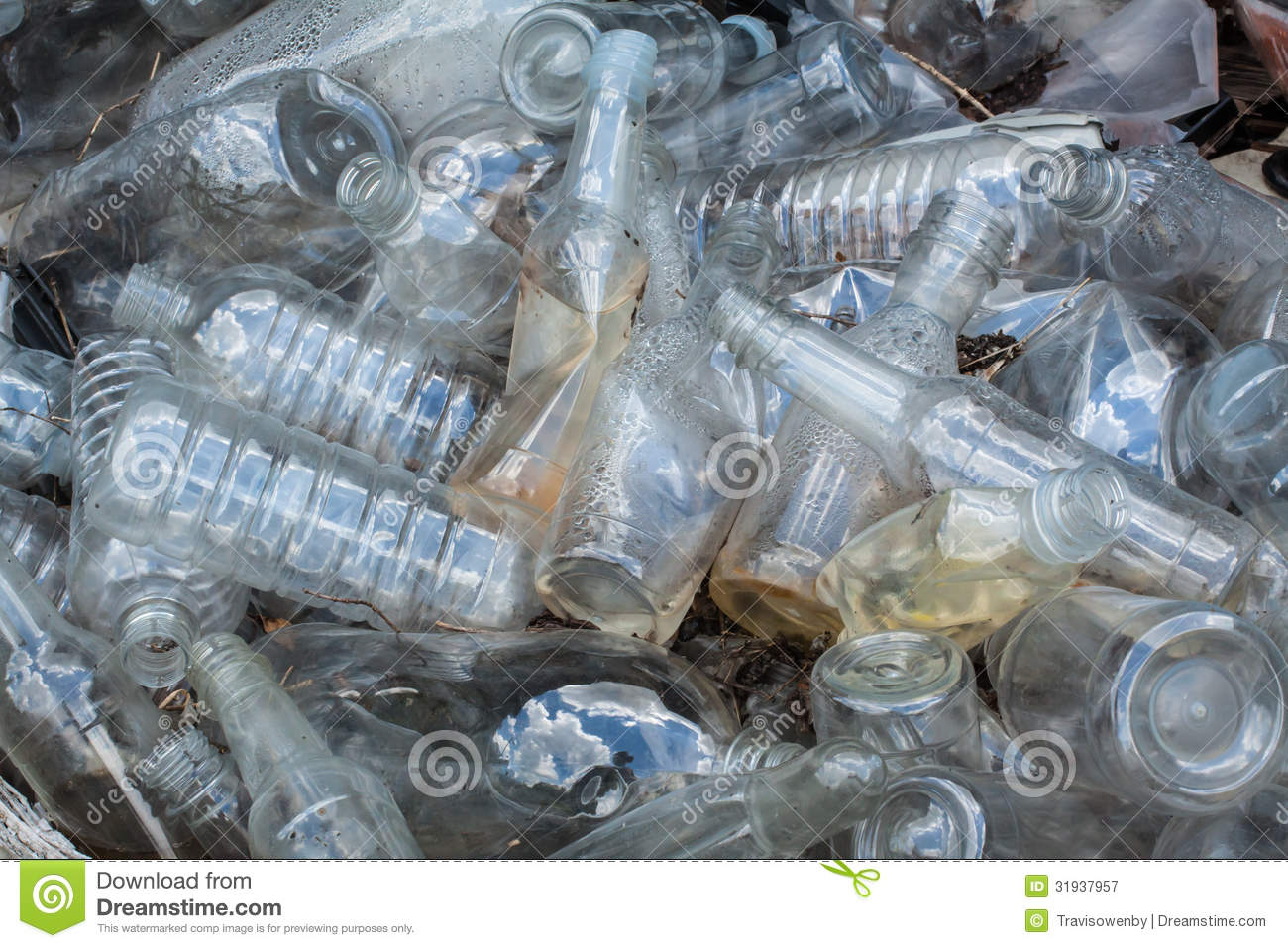 Recycle Plastic Bottles Pile Landfill Royalty Free Stock Photography