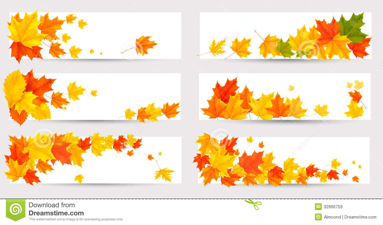 Set Of Autumn Banners With Colorful Leaves  Back T Royalty Free Stock    