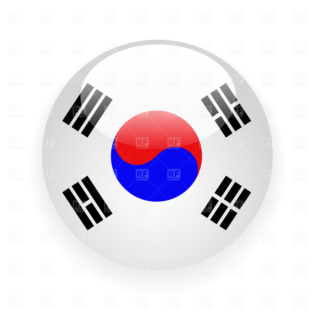 South Korea Button Flag Icon Download Royalty Free Vector Clipart
