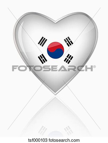 South Korean Flag In Heart Shape On White Background View Large Clip    