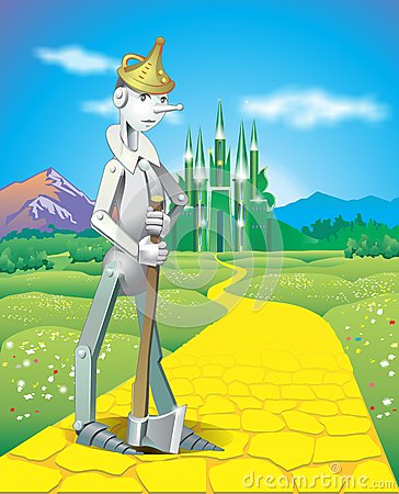 Tin Woodman On The Road Of Yellow Bricks To The Emerald City Of Oz