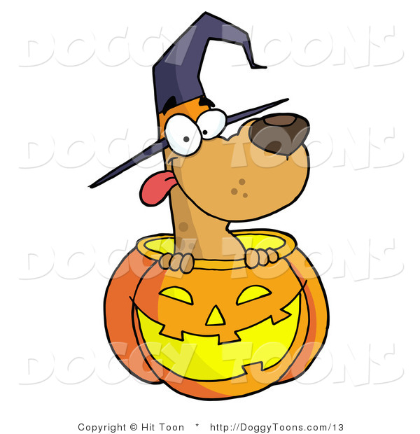 Vector Doggy Clipart Of A Happy Dog In A Halloween Pumpkin By Hit Toon