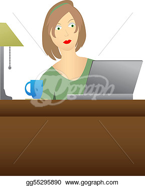 Woman At Desk Clip Art