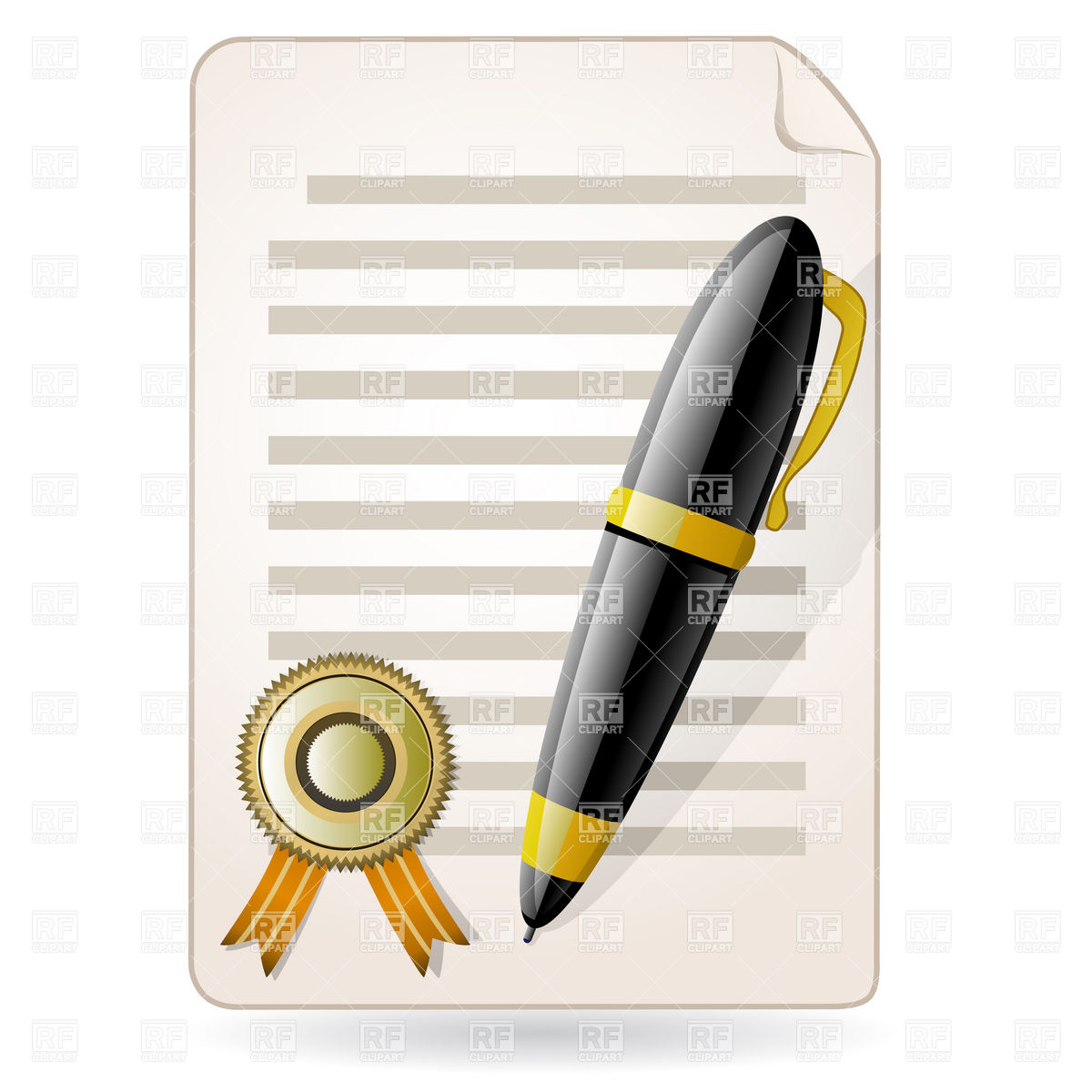 Agreement And Pen   Contract With Seal Download Royalty Free Vector