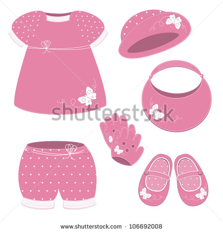 Baby Girl Booties Clipart Baby Girl Set With Pink Dress
