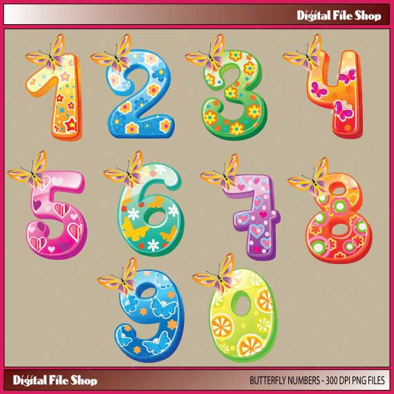 Butterfly Birthday Number Clipart Set   Clip Art Set Of Birthday
