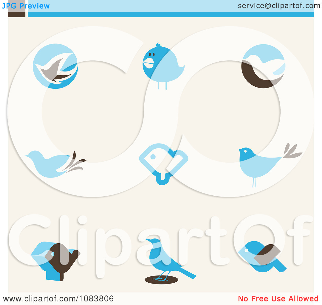 Clipart Blue Bird Icon Logos   Royalty Free Vector Illustration By