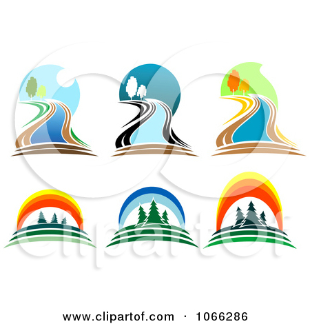 Clipart Nature Landscape Logos 2   Royalty Free Vector Illustration By
