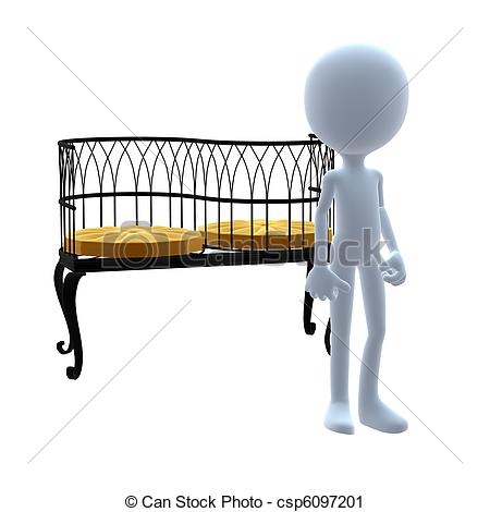 Clipart Of 3d Guy Patio Furniture   3d Guy With Patio Furniture On A