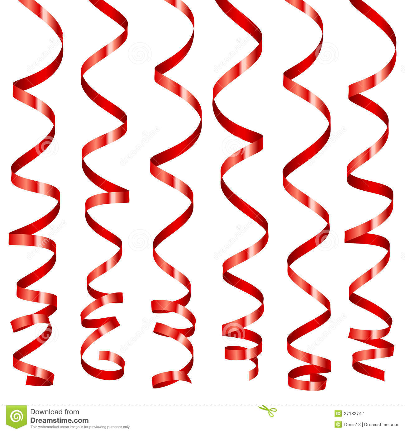 Curling Ribbon Clipart Vector Serpentine Red Ribbons