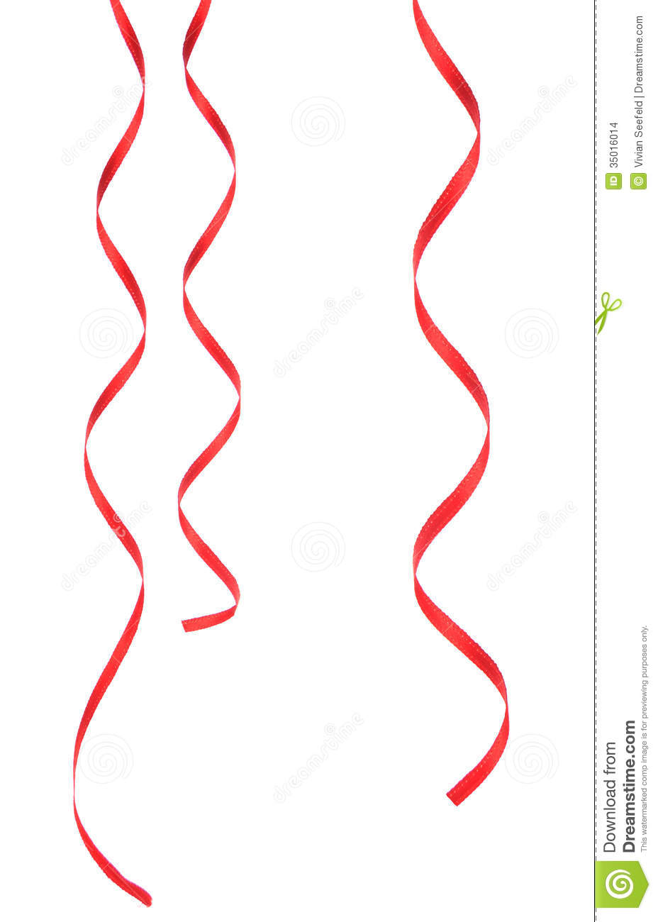 Curling Ribbons Hanging Isolated On White Background