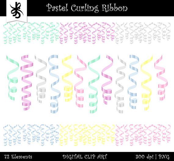 Digital Clipart Pastel Curling Ribbon Baby Clipart Curly Ribbons Baby