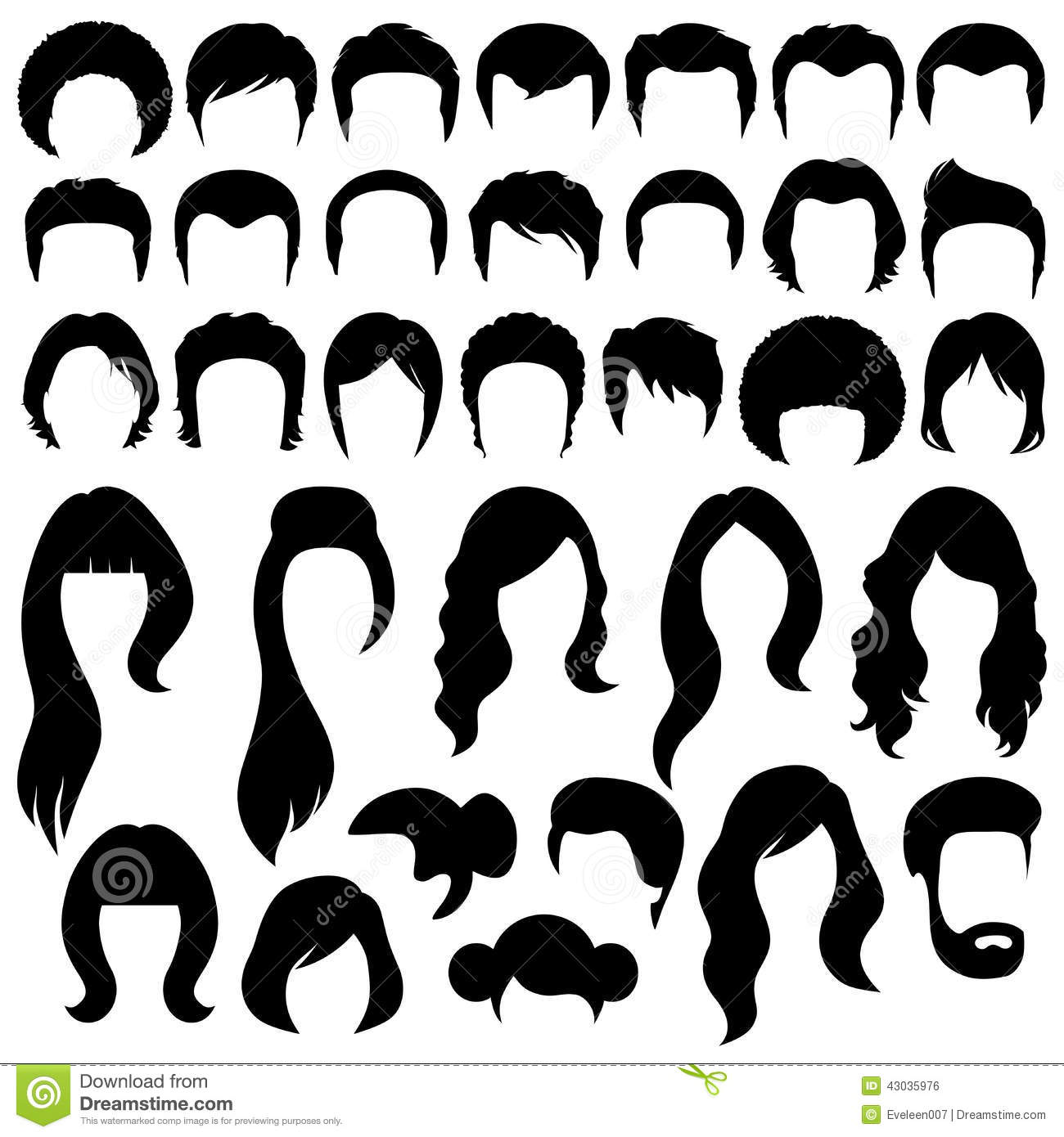 Hair Silhouettes Stock Vector   Image  43035976