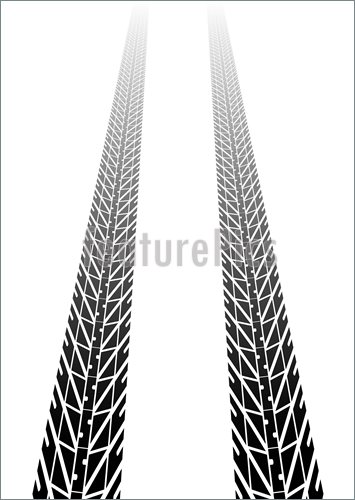 Illustration Of Tire Tracks Into Distance