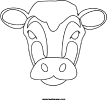 Line Art Cow Face Coloring Sheet Or Digital Stamp Printable Cow Mask