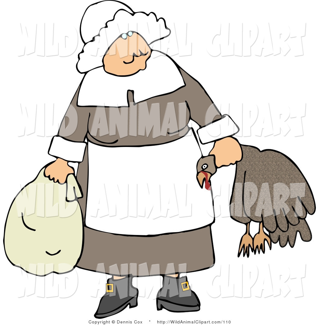 Pilgrim Woman Carrying A Dead Turkey By Its Broken Neck By Dennis Cox