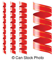 Ribbon   Vertical Red Ribbon Of Different Sizes On A White