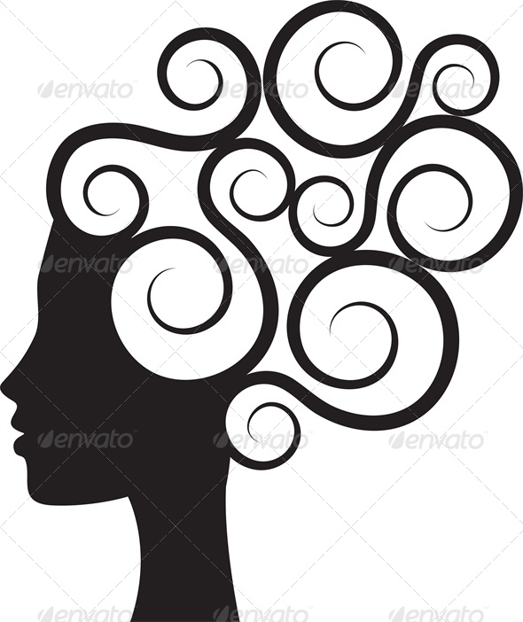 Silhouette Of Woman S Profile With Curly Hair Vector Illustration