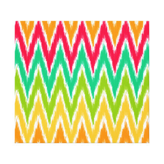 Teal Ikat Chevron Zig Zag Stripes Pattern Stretched Canvas Clipart