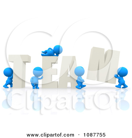 3d Teeny Blue People Building Team Posters Art Prints By Andresr