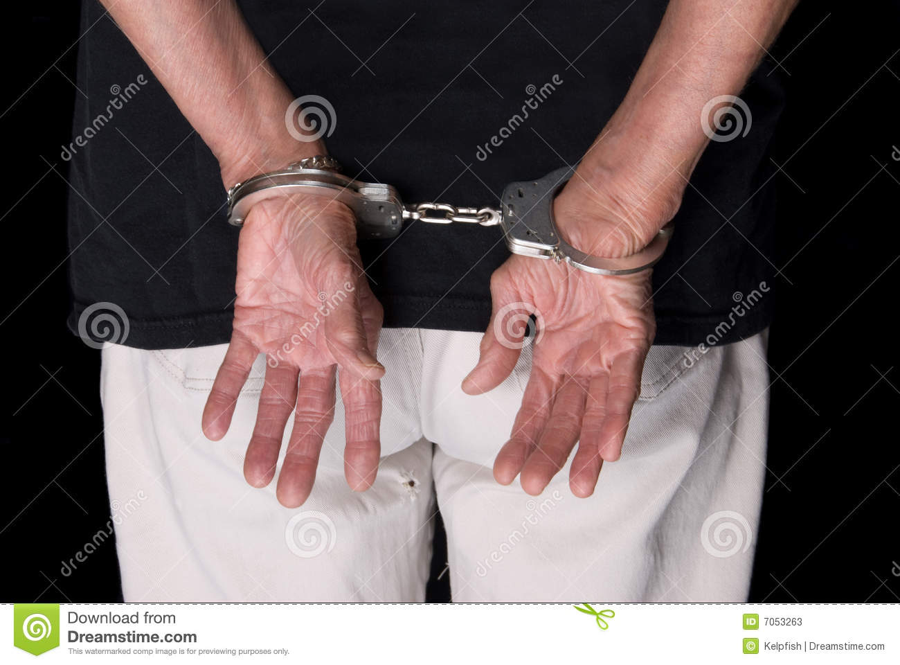 An Adult Woman Is Handcuffed Depicting That Crime Occurs At All Ages 