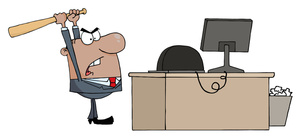 Anger Clipart Image   Mad Office Worker Taking His Anger Out On The