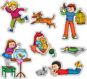 Caring Children Clipart Kids And Pets   Royalty Free
