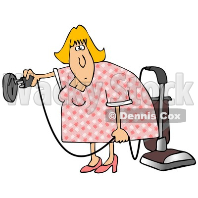 Clipart Illustration Of A Blond House Keeper Trying To Figure Out How