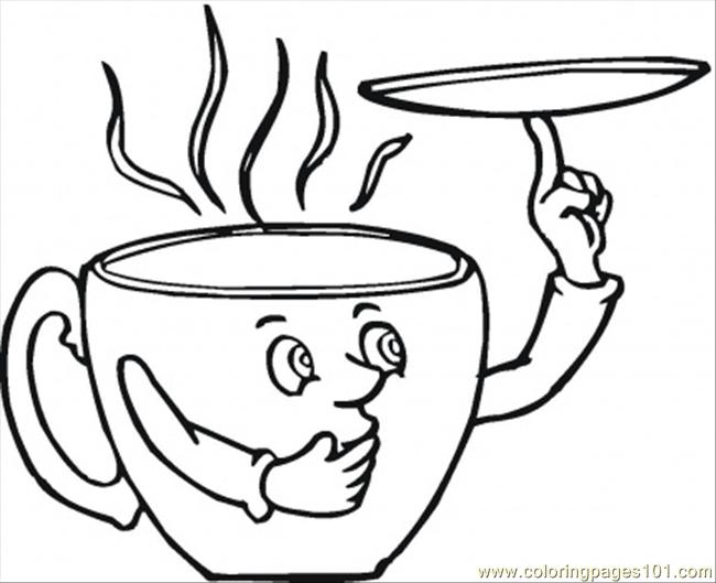 Coloring Pages Saucer And The Coffee Cup  Other   Kitchenware    Free