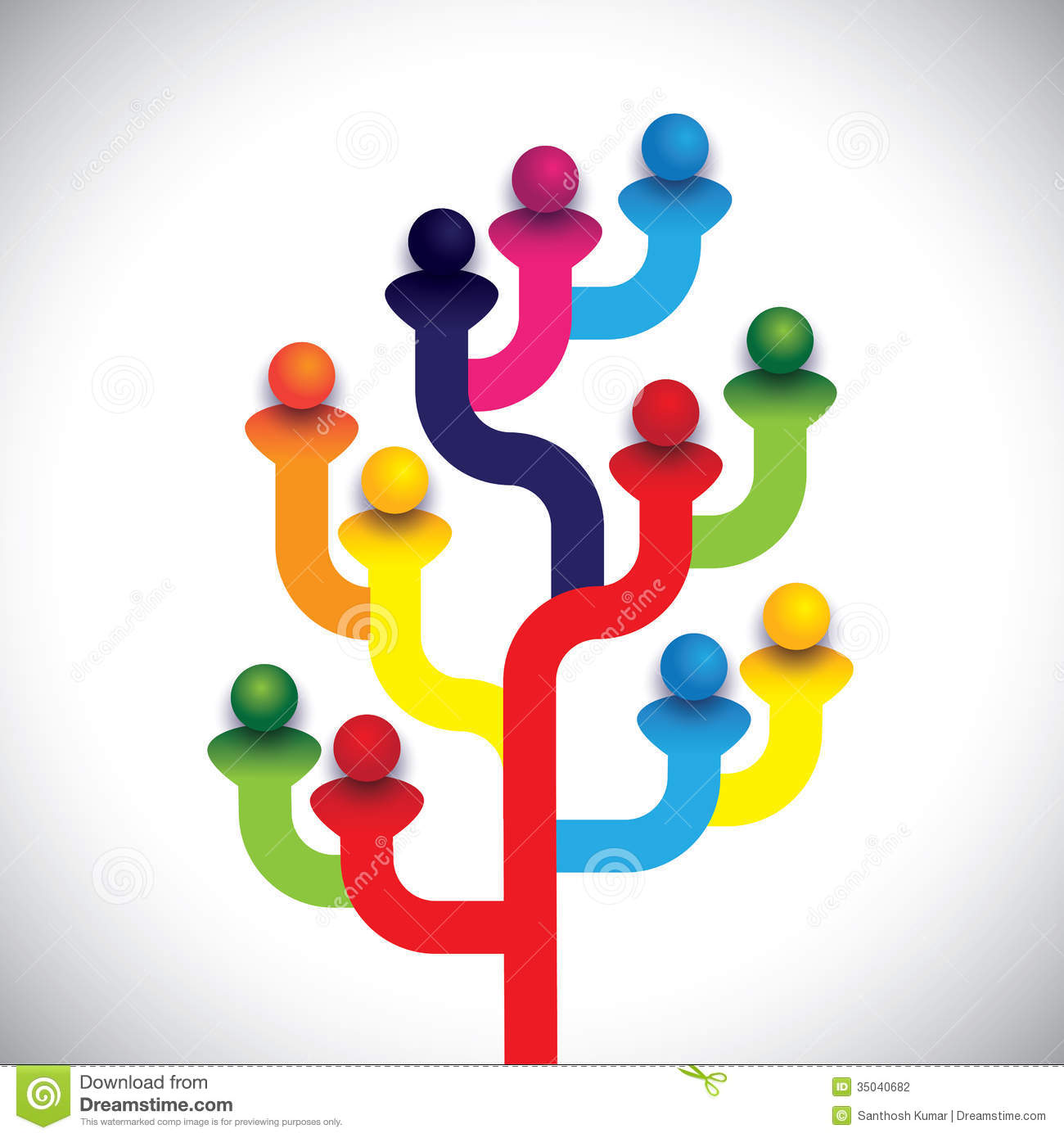 Concept Tree Of Company Employees Working Together As A Team Stock