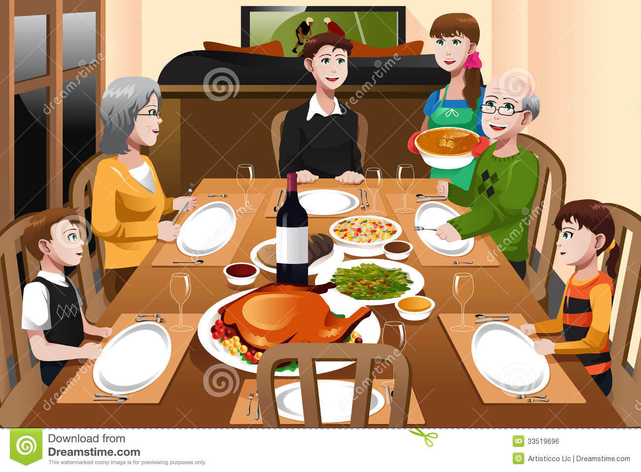 Family Having A Thanksgiving Dinner Royalty Free Stock Image   Image    