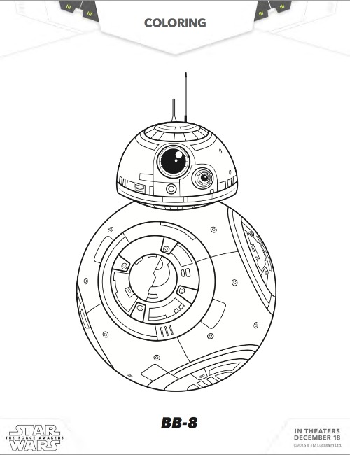Free Star Wars Bb8 Coloring Pages  The Force Awakens Bb8 Free Coloring