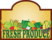 Fresh Produce Signage Illustration   Clipart Graphic