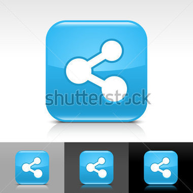 Glossy Button With White Share Sign  Rounded Square Shape Icon