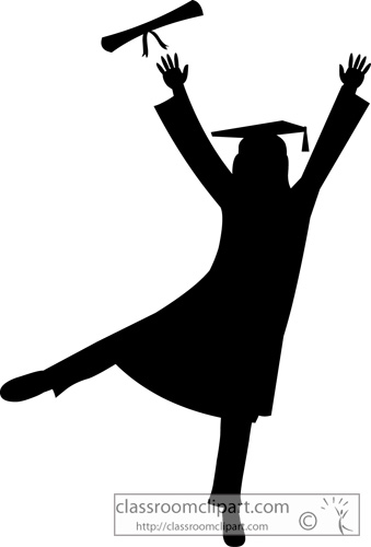 Graduation   Graduate Silhouette Cap Gown   Classroom Clipart
