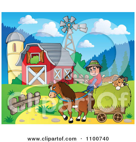 Hay Cart Clip Art Clipart Happy Farmer And