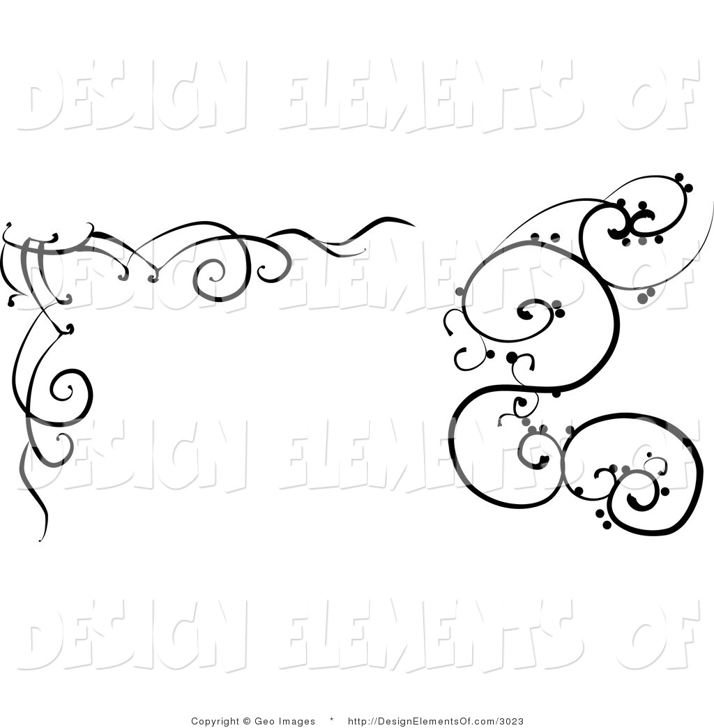 Illustration Of Black And White Swirl Corner Designs By Geo Images