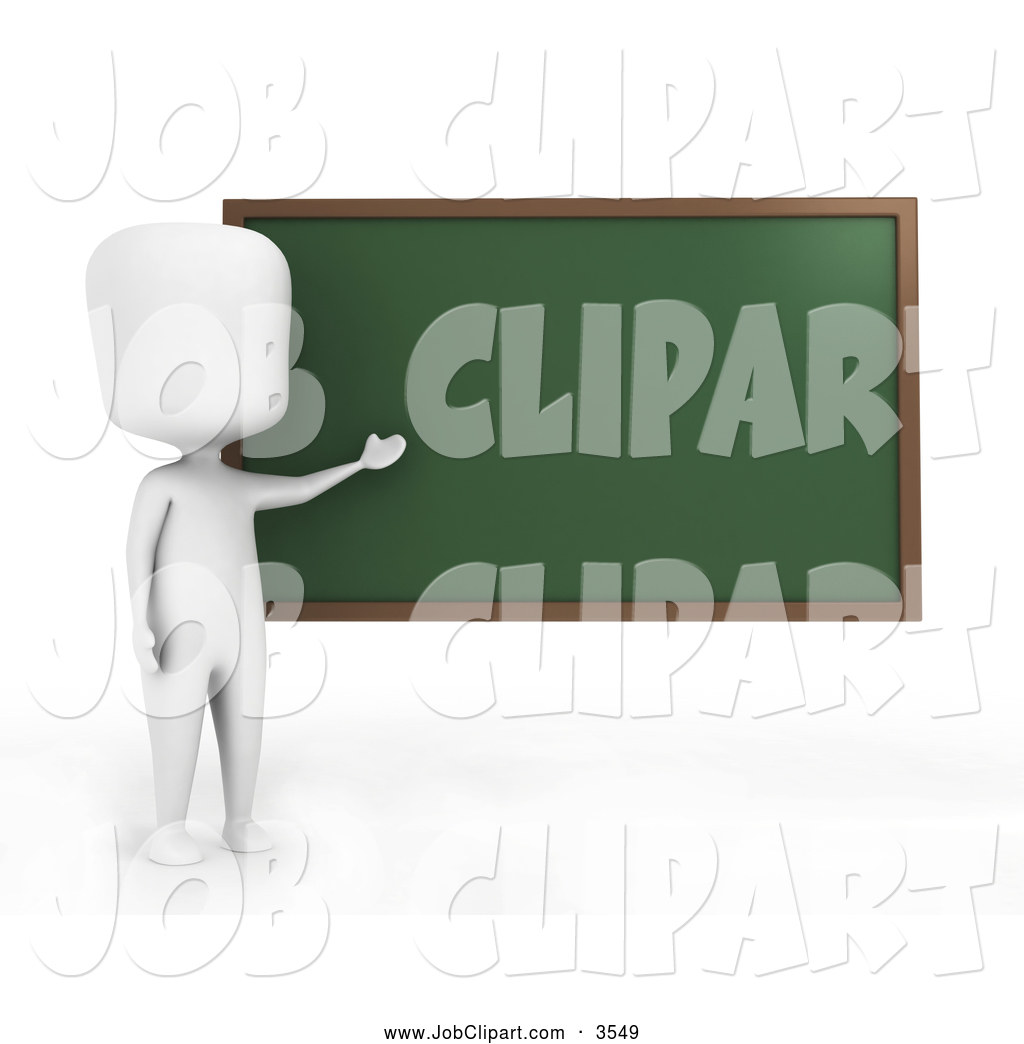 Job Clip Art Of A 3d Teacher Presenting A Chalk Board