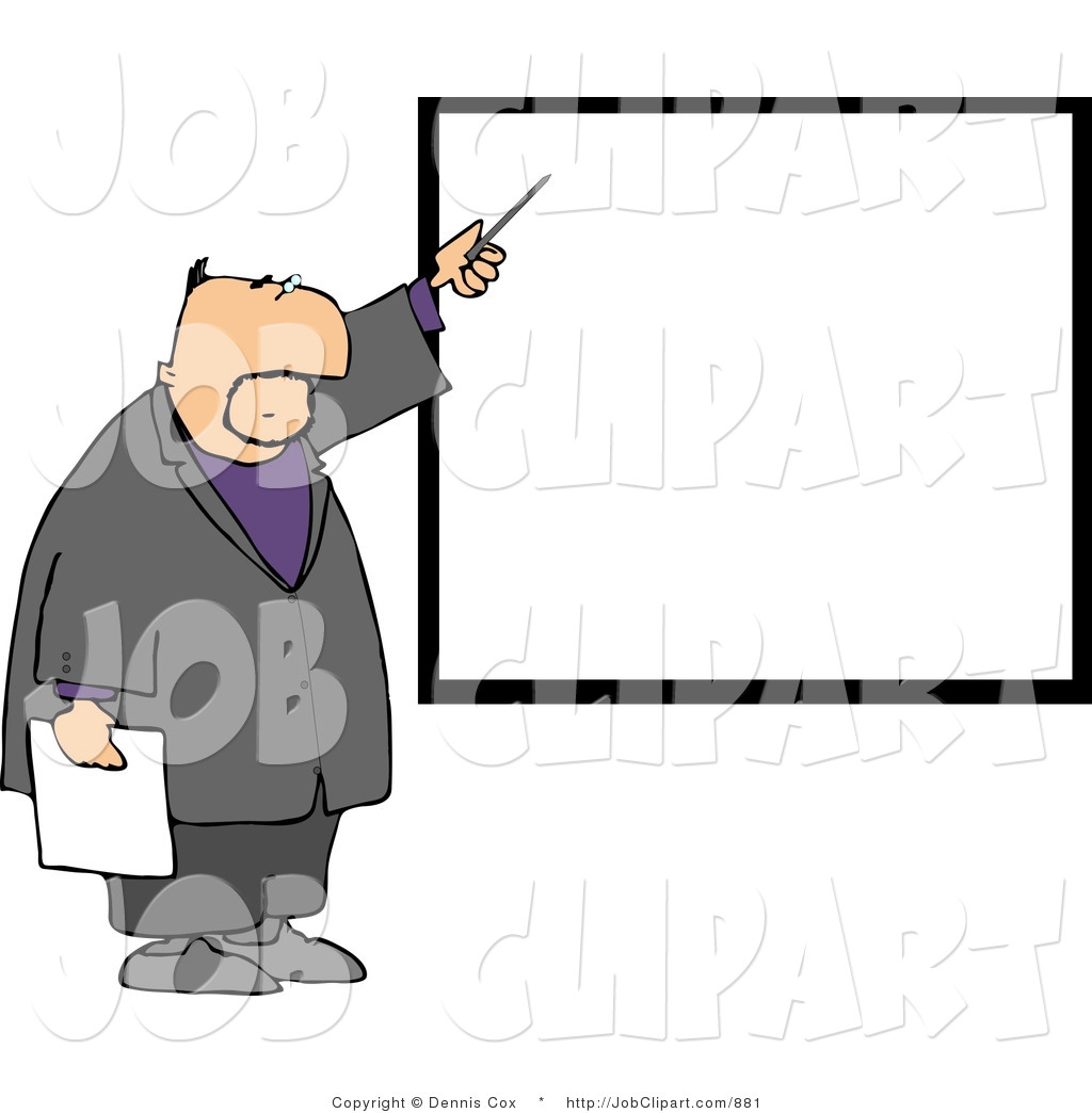 Job Clip Art Of A Caucasian Businessman Pointing At A Blank Board On A    