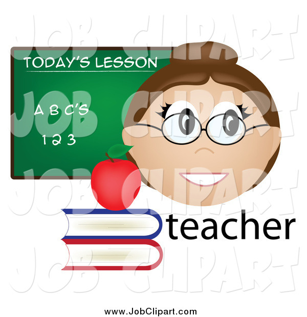 Job Clip Art Of A Friendly Female White Teacher With The Word Books