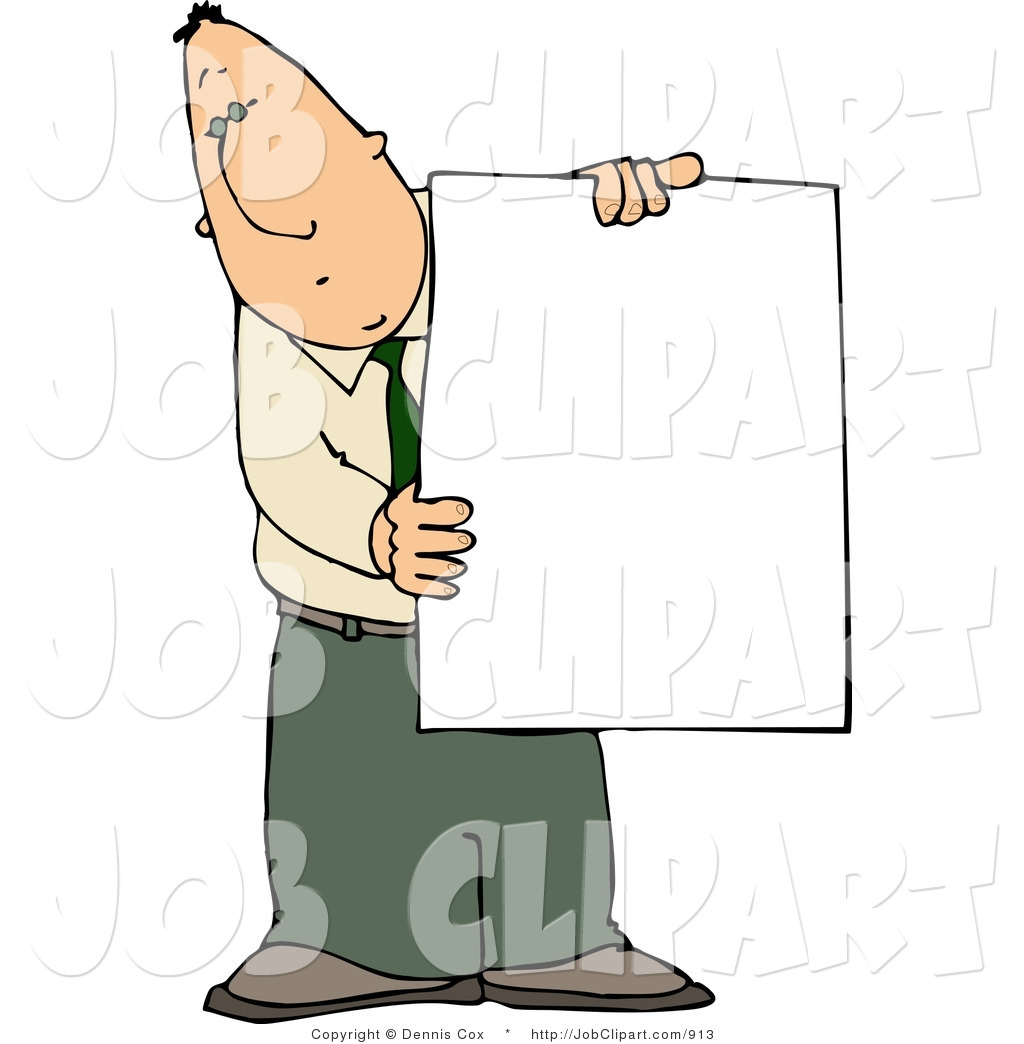 Job Clip Art Of A Male Businessperson Holding A Blank Poster Board