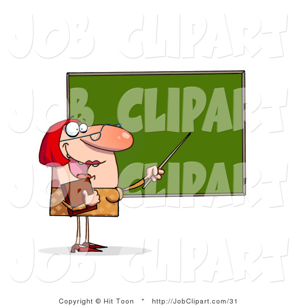 Job Clip Art Of A Red Haired School Teacher In A Yellow Dress Holding