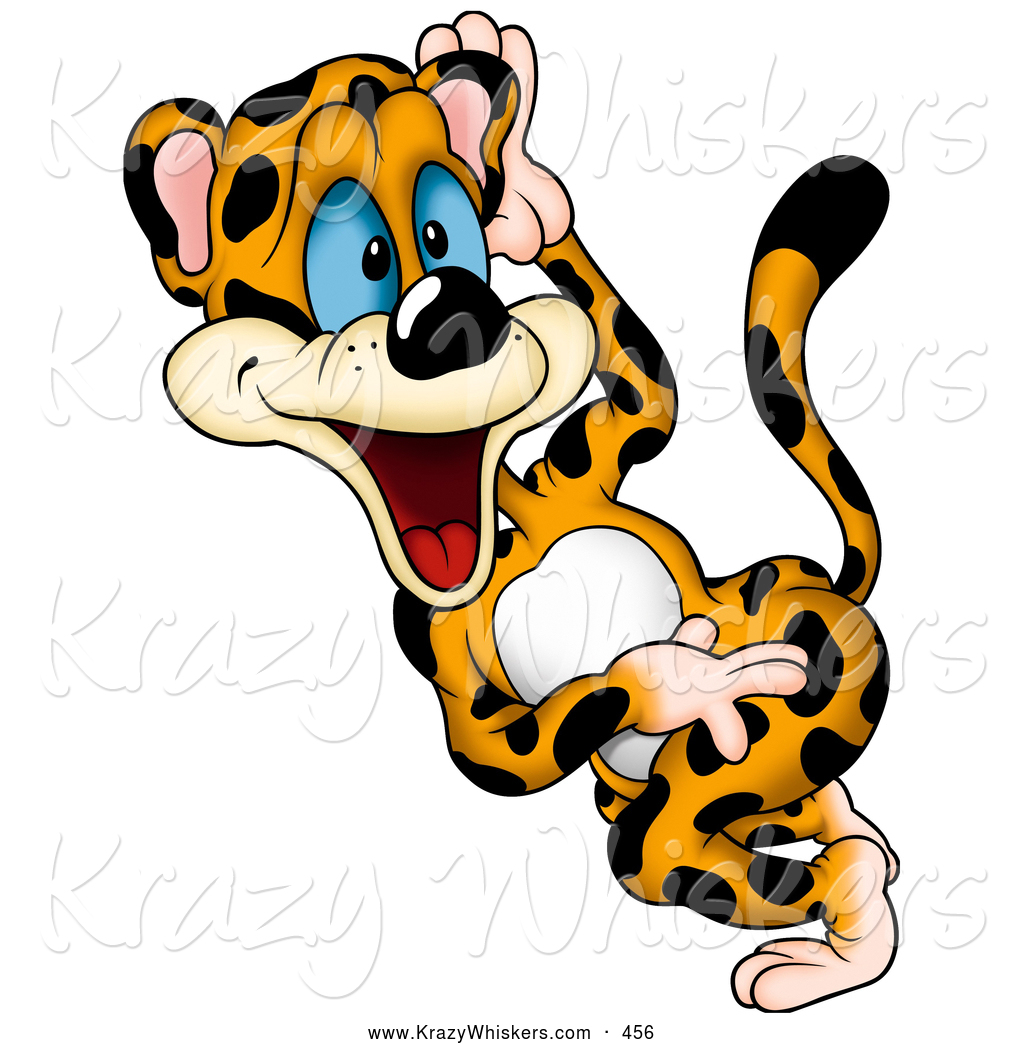 Larger Preview  Critter Clipart Of A Smiling Goofy Leopard Twisting