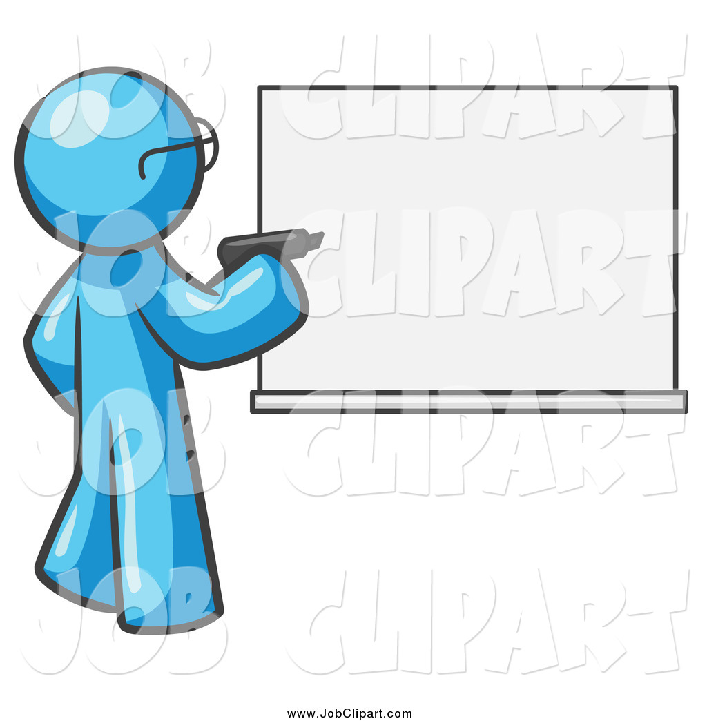 Larger Preview  Job Clip Art Of A Blue Man Writing On A White Board By