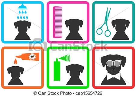 Pet Care Icons With Fashion Doggy With Sunglasses