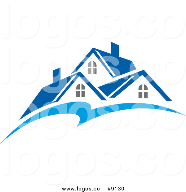 Royalty Free Clip Art Vector Houses With Blue Roof Tops Logo By