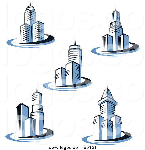 Royalty Free Vector Clipart Illustration Of Blue Skyscraper Building