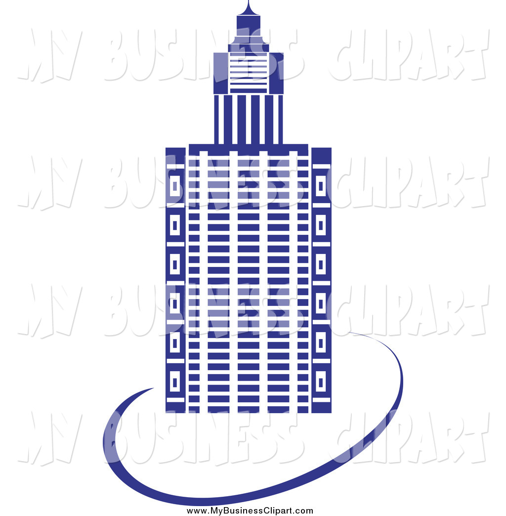 Vector Clip Art Of A Blue Skyscraper Building By Seamartini Graphics