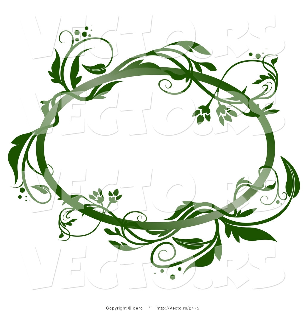 Vector Of A Blank Oval Frame With Green Vines By Dero    2475