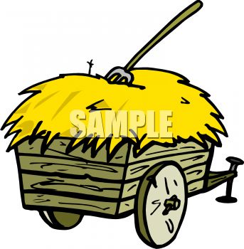 Wagon Full Of Hay   Royalty Free Clip Art Illustration